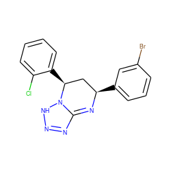 Clc1ccccc1[C@H]1C[C@@H](c2cccc(Br)c2)N=C2N=NNN21 ZINC000213604148