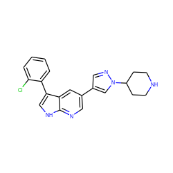 Clc1ccccc1-c1c[nH]c2ncc(-c3cnn(C4CCNCC4)c3)cc12 ZINC000473084156