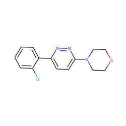 Clc1ccccc1-c1ccc(N2CCOCC2)nn1 ZINC000045353473