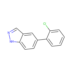 Clc1ccccc1-c1ccc2[nH]ncc2c1 ZINC000169329406