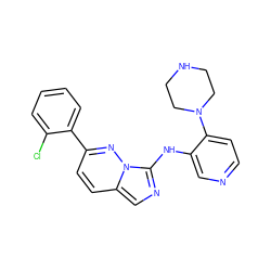 Clc1ccccc1-c1ccc2cnc(Nc3cnccc3N3CCNCC3)n2n1 ZINC000144001125