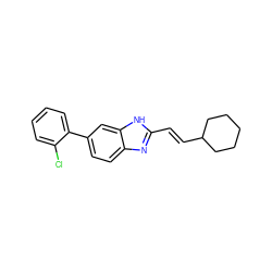 Clc1ccccc1-c1ccc2nc(/C=C/C3CCCCC3)[nH]c2c1 ZINC000073294236