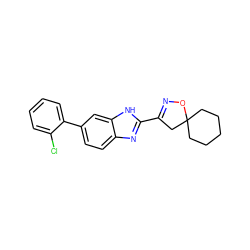 Clc1ccccc1-c1ccc2nc(C3=NOC4(CCCCC4)C3)[nH]c2c1 ZINC000066099331