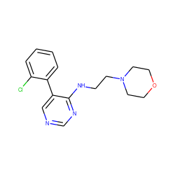 Clc1ccccc1-c1cncnc1NCCN1CCOCC1 ZINC000033362320