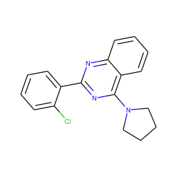 Clc1ccccc1-c1nc(N2CCCC2)c2ccccc2n1 ZINC000000499629