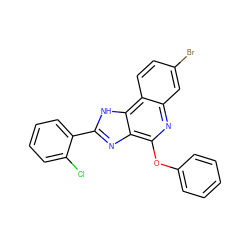 Clc1ccccc1-c1nc2c(Oc3ccccc3)nc3cc(Br)ccc3c2[nH]1 ZINC000082158276