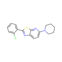 Clc1ccccc1-c1nc2ccc(N3CCCCC3)nc2s1 ZINC000096911337