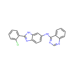 Clc1ccccc1-c1nc2ccc(Nc3ncnc4ccccc34)cc2[nH]1 ZINC000299833638