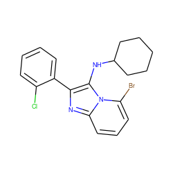 Clc1ccccc1-c1nc2cccc(Br)n2c1NC1CCCCC1 ZINC000072175921