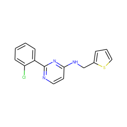 Clc1ccccc1-c1nccc(NCc2cccs2)n1 ZINC000004266406