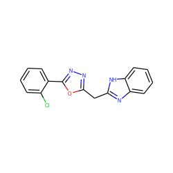 Clc1ccccc1-c1nnc(Cc2nc3ccccc3[nH]2)o1 ZINC001772614114