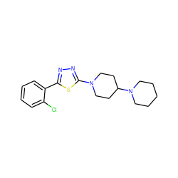 Clc1ccccc1-c1nnc(N2CCC(N3CCCCC3)CC2)s1 ZINC000066259020