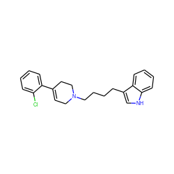 Clc1ccccc1C1=CCN(CCCCc2c[nH]c3ccccc23)CC1 ZINC000013728592