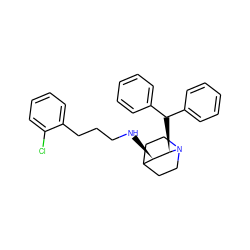 Clc1ccccc1CCCN[C@@H]1C2CCN(CC2)[C@@H]1C(c1ccccc1)c1ccccc1 ZINC000027635891