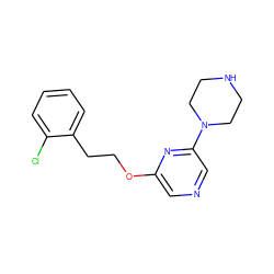 Clc1ccccc1CCOc1cncc(N2CCNCC2)n1 ZINC000045284986