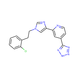 Clc1ccccc1CCn1cnc(-c2cc(-c3nn[nH]n3)ccn2)c1 ZINC000225938210