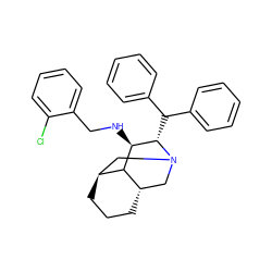 Clc1ccccc1CN[C@@H]1C2[C@H]3CCC[C@H]2CN(C3)[C@H]1C(c1ccccc1)c1ccccc1 ZINC000261129635