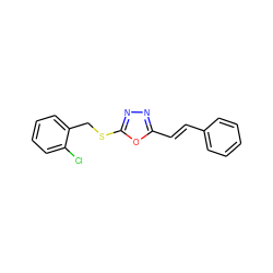 Clc1ccccc1CSc1nnc(/C=C/c2ccccc2)o1 ZINC000005772224