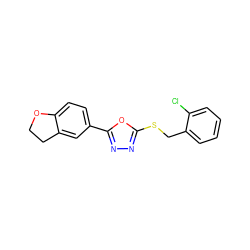 Clc1ccccc1CSc1nnc(-c2ccc3c(c2)CCO3)o1 ZINC000040894580