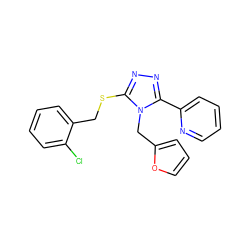 Clc1ccccc1CSc1nnc(-c2ccccn2)n1Cc1ccco1 ZINC000002195699