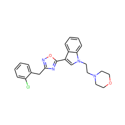 Clc1ccccc1Cc1noc(-c2cn(CCN3CCOCC3)c3ccccc23)n1 ZINC000040430404