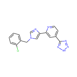 Clc1ccccc1Cn1cnc(-c2cc(-c3nn[nH]n3)ccn2)c1 ZINC000225945525