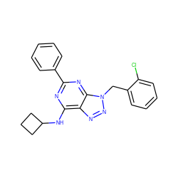 Clc1ccccc1Cn1nnc2c(NC3CCC3)nc(-c3ccccc3)nc21 ZINC000028642889