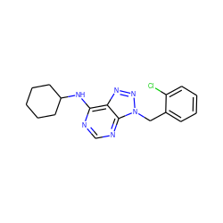 Clc1ccccc1Cn1nnc2c(NC3CCCCC3)ncnc21 ZINC000001361478