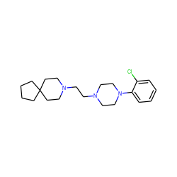 Clc1ccccc1N1CCN(CCN2CCC3(CCCC3)CC2)CC1 ZINC000022931069