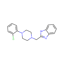 Clc1ccccc1N1CCN(Cc2nc3ccccc3[nH]2)CC1 ZINC000013560669