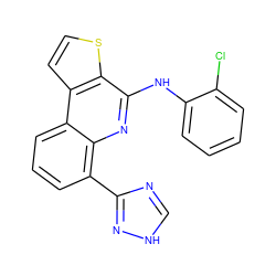 Clc1ccccc1Nc1nc2c(-c3nc[nH]n3)cccc2c2ccsc12 ZINC000084635090