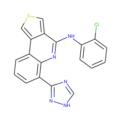 Clc1ccccc1Nc1nc2c(-c3nc[nH]n3)cccc2c2cscc12 ZINC000068248530