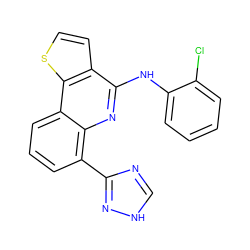 Clc1ccccc1Nc1nc2c(-c3nc[nH]n3)cccc2c2sccc12 ZINC000084616171