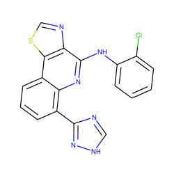 Clc1ccccc1Nc1nc2c(-c3nc[nH]n3)cccc2c2scnc12 ZINC000084618326