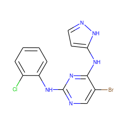 Clc1ccccc1Nc1ncc(Br)c(Nc2ccn[nH]2)n1 ZINC000203004416