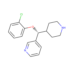 Clc1ccccc1O[C@@H](c1cccnc1)C1CCNCC1 ZINC000043060199