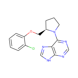 Clc1ccccc1OC[C@H]1CCCN1c1ncnc2[nH]cnc12 ZINC000034865719