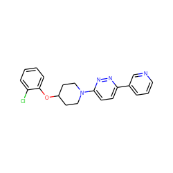 Clc1ccccc1OC1CCN(c2ccc(-c3cccnc3)nn2)CC1 ZINC000028655450