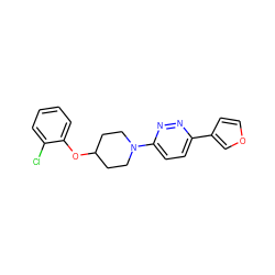 Clc1ccccc1OC1CCN(c2ccc(-c3ccoc3)nn2)CC1 ZINC000028655447