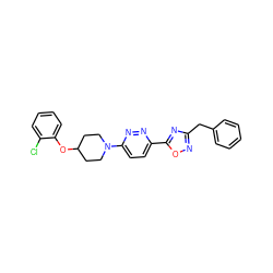 Clc1ccccc1OC1CCN(c2ccc(-c3nc(Cc4ccccc4)no3)nn2)CC1 ZINC000028655423