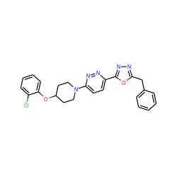 Clc1ccccc1OC1CCN(c2ccc(-c3nnc(Cc4ccccc4)o3)nn2)CC1 ZINC000028655435