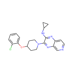 Clc1ccccc1OC1CCN(c2nc3cnccc3nc2NC2CC2)CC1 ZINC000653670659