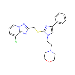 Clc1cccn2nc(CSc3nc(-c4ccccc4)cn3CCN3CCOCC3)nc12 ZINC000113422963