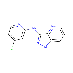 Clc1ccnc(Nc2n[nH]c3cccnc23)c1 ZINC000118721862