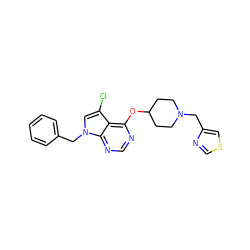 Clc1cn(Cc2ccccc2)c2ncnc(OC3CCN(Cc4cscn4)CC3)c12 ZINC000084614442