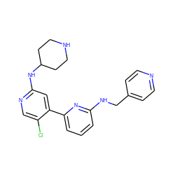 Clc1cnc(NC2CCNCC2)cc1-c1cccc(NCc2ccncc2)n1 ZINC000169703670