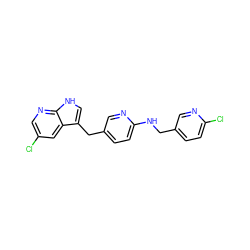 Clc1cnc2[nH]cc(Cc3ccc(NCc4ccc(Cl)nc4)nc3)c2c1 ZINC000117418893