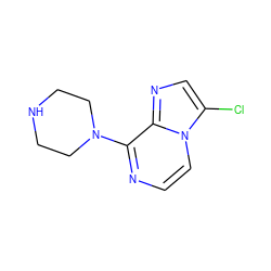 Clc1cnc2c(N3CCNCC3)nccn12 ZINC000013728050