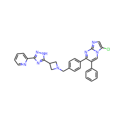 Clc1cnc2nc(-c3ccc(CN4CC(c5nc(-c6ccccn6)n[nH]5)C4)cc3)c(-c3ccccc3)cn12 ZINC000143004867