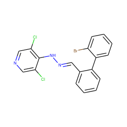 Clc1cncc(Cl)c1N/N=C/c1ccccc1-c1ccccc1Br ZINC000028571550